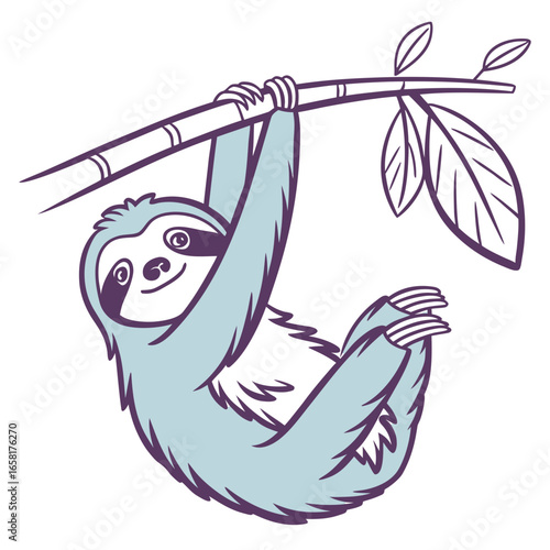 Cute Sloth Hanging From a Branch