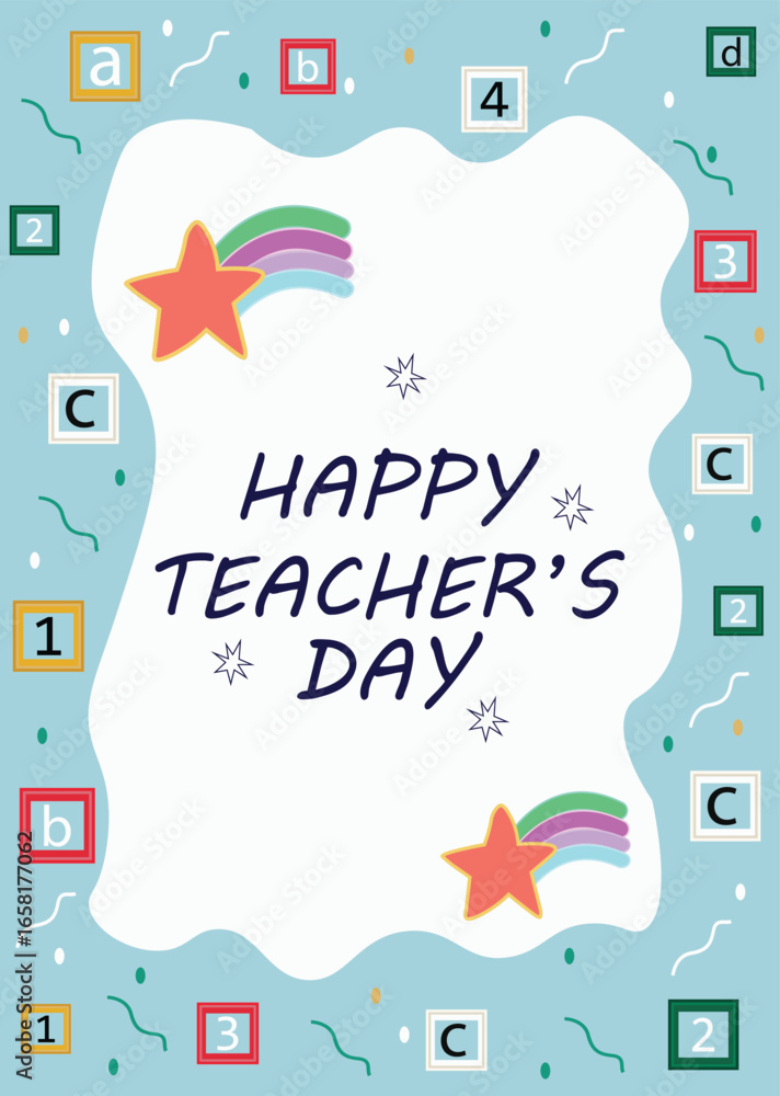 Naklejka premium Print Happy teacher's day mobile wallpaper ,card illustration background , stories, social media poster student and teacher background Creative concept of Abstract Shapes Background for banner