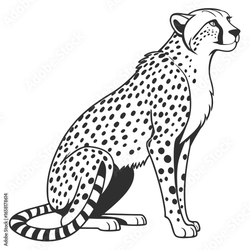 Detailed Black and White Cheetah Illustration