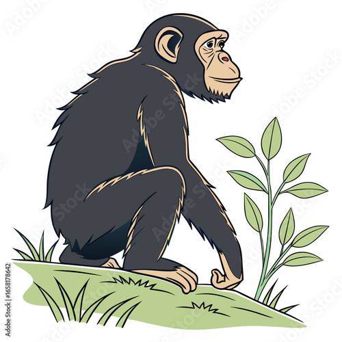 Chimpanzee Illustration Wildlife Art