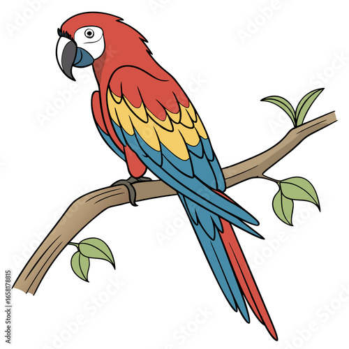Colorful Parrot Perched on a Branch