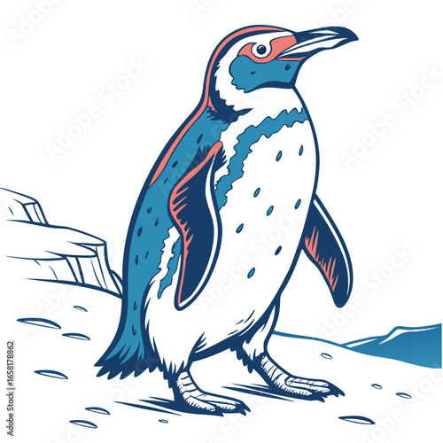 Penguin Standing on a Rocky Shore