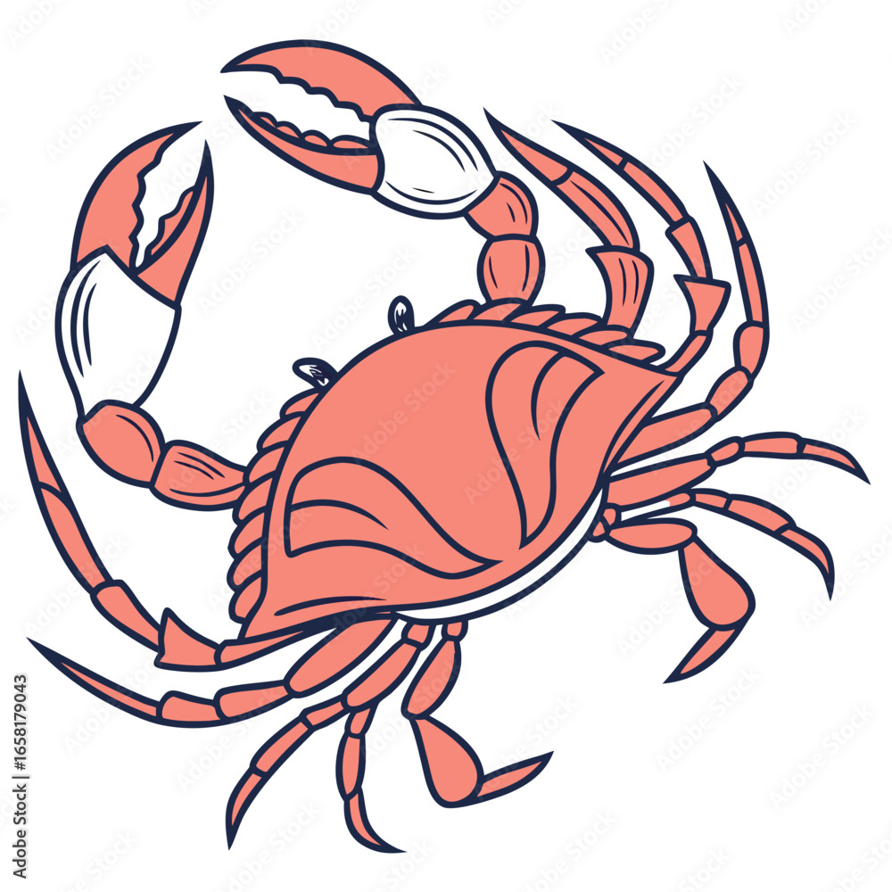 Fototapeta premium Coastal Crab Illustration Ocean Life