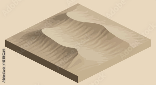 Isometric desert dunes formation, graphic resource for web, earth tone