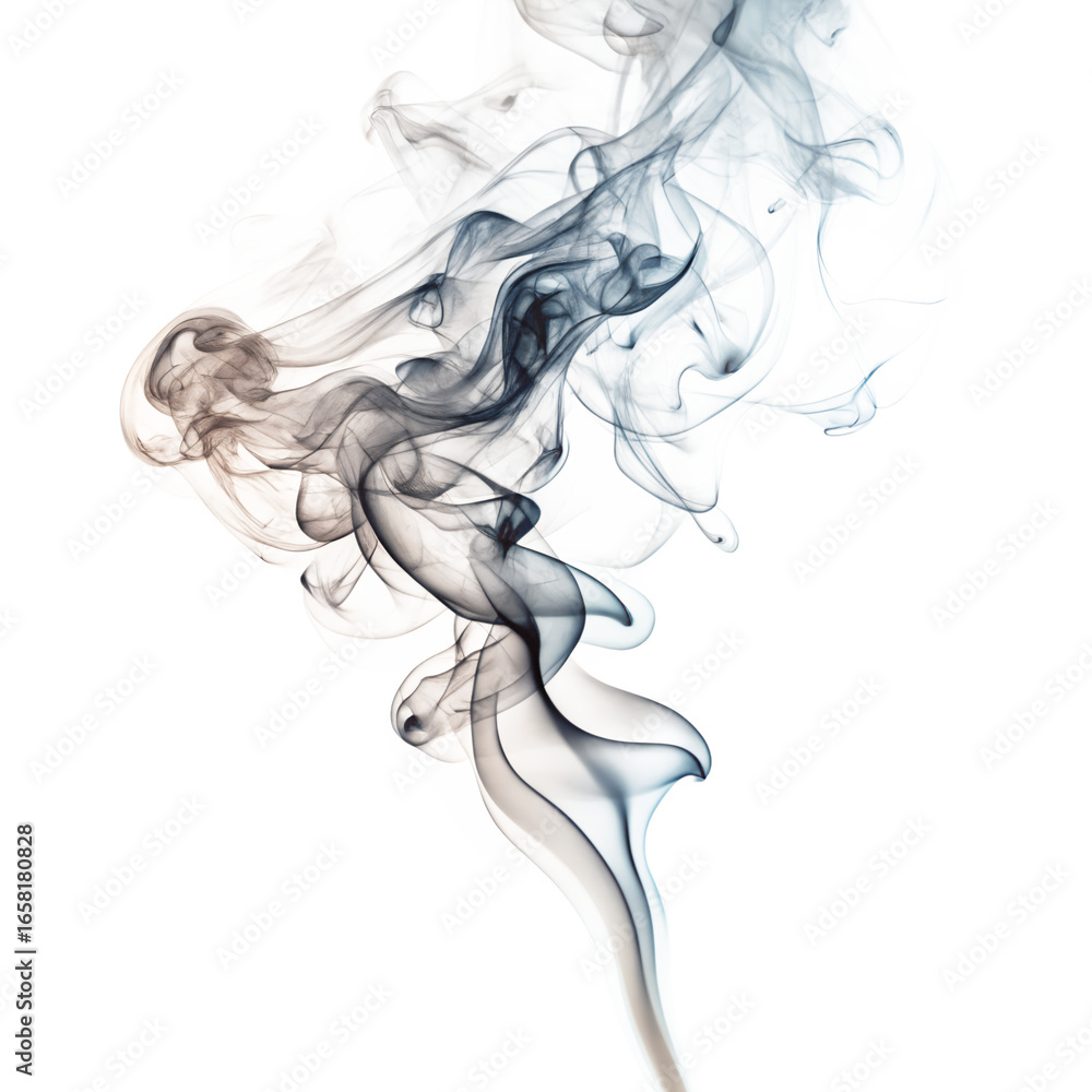 Fototapeta premium Abstract swirling smoke wisps isolated on transparent background