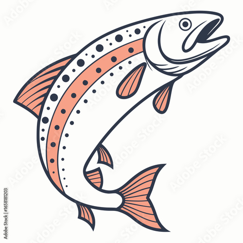 Dynamic Leaping Fish Vector Graphic