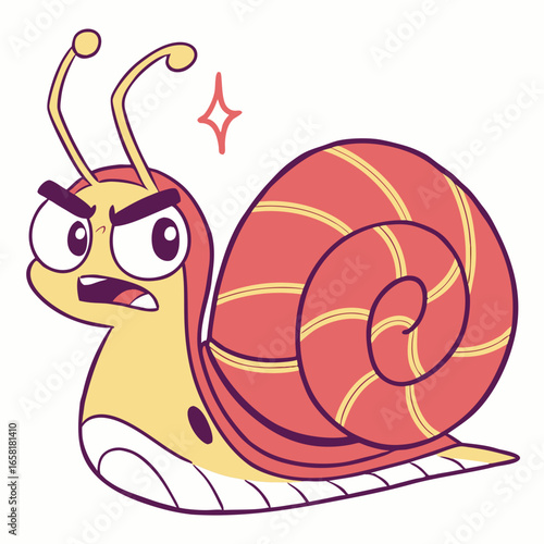 Angry cartoon snail character concept
