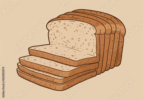Sliced bread resting on table. Background, bread being used as graphic resource