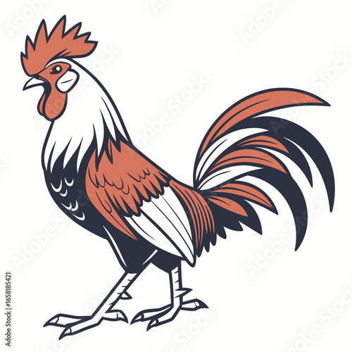 Rooster Illustration on White