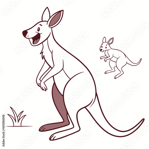 Smiling Kangaroo Wildlife Character Art
