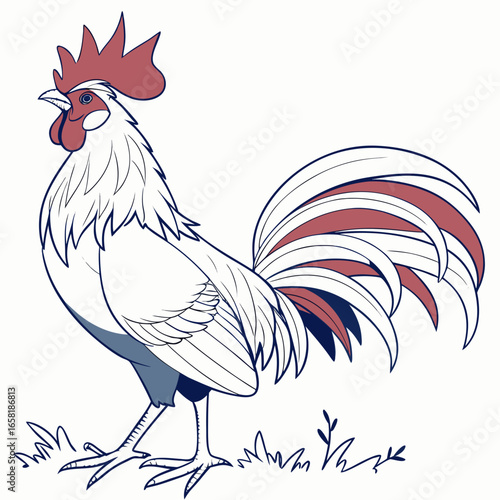 Stylized Rooster Illustration on White