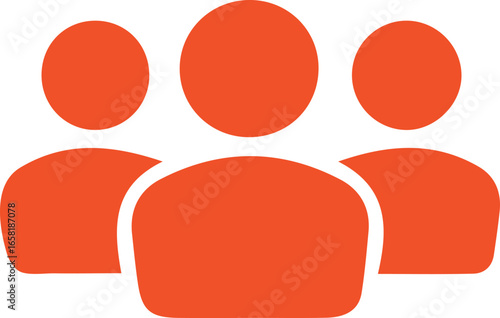 Abstract Representation of a Group Three Orange Figures Symbolizing Teamwork and Collaboration Illustrative Design for Concepts