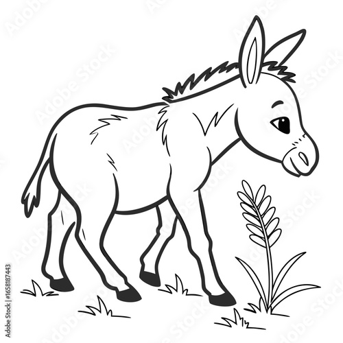 Illustration of a Donkey in a Field