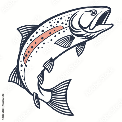 Rainbow Trout Illustration Jumping Water