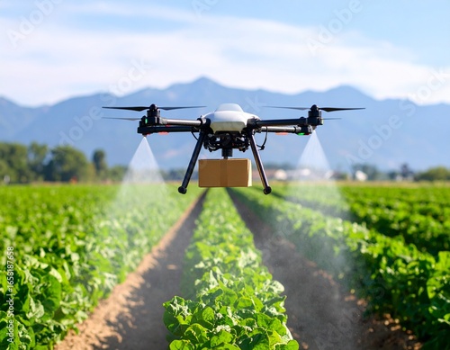 Agricultural Drone Spraying Crops