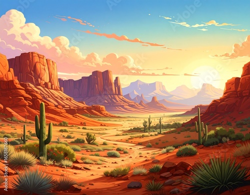 Majestic Desert Landscape at Sunset