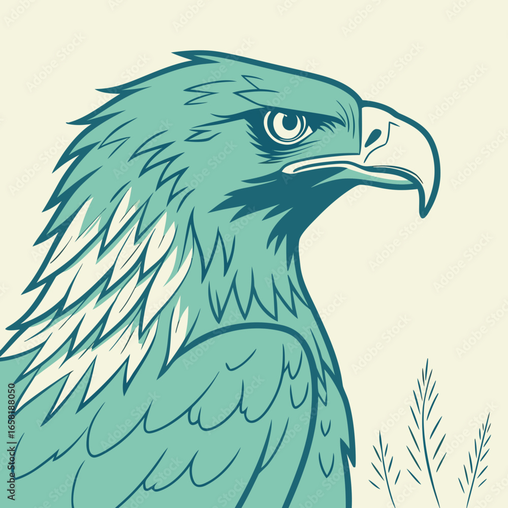Fototapeta premium Eagle Illustration on Cream Background