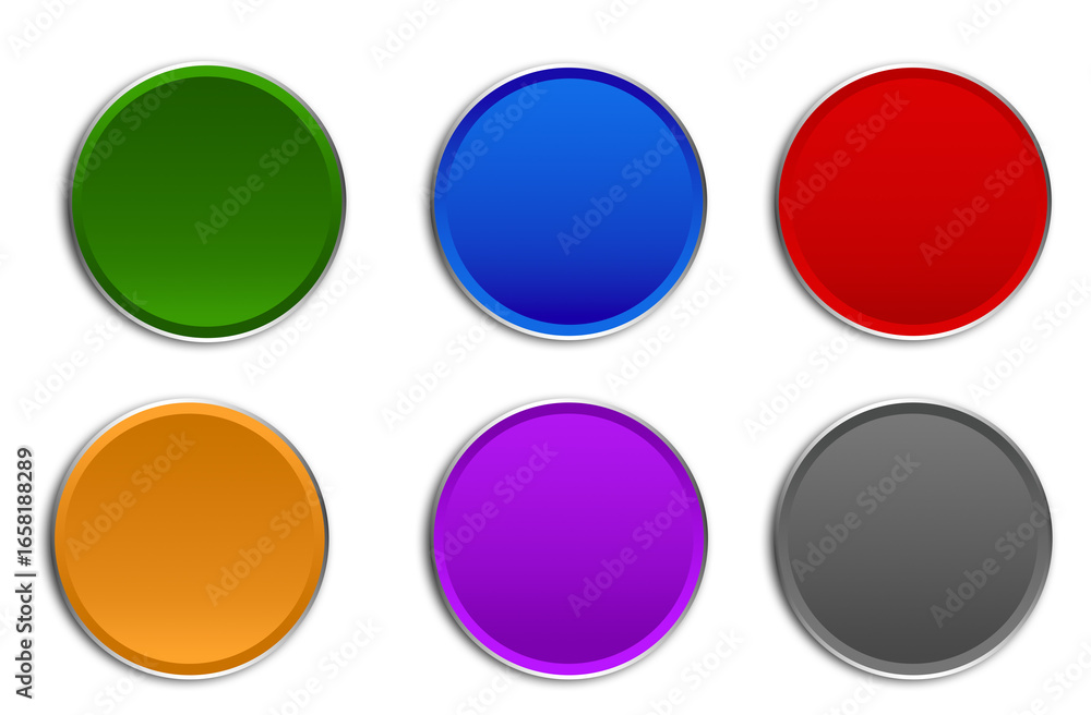 Six Colors round Buttons with flat design Isolated On PNG Transparent Background Six Colors round Buttons with flat design Isolated On PNG Transparent Background
