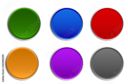 Free Download Six Colors round Buttons with flat design Isolated On PNG Transparent Background - GFXLoad