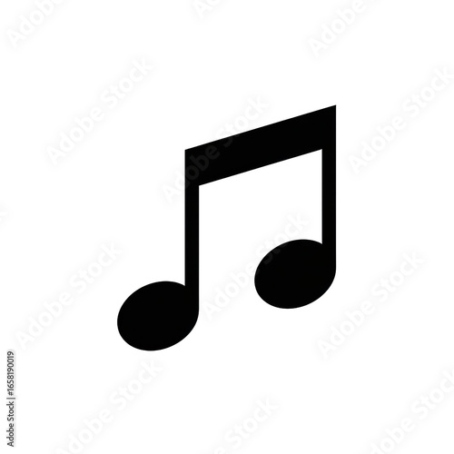 Black musical note vector icon for sound and melody isolated PNG with Transparent Background