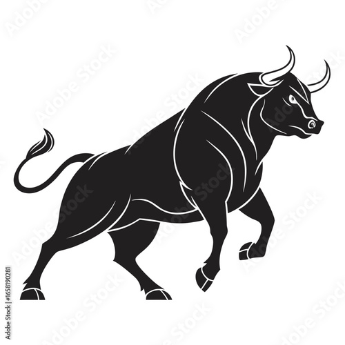 Charging Bull Silhouette Illustration