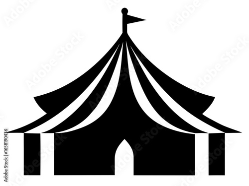 circus tent black silhouette vector,Vintage Circus Tent icon