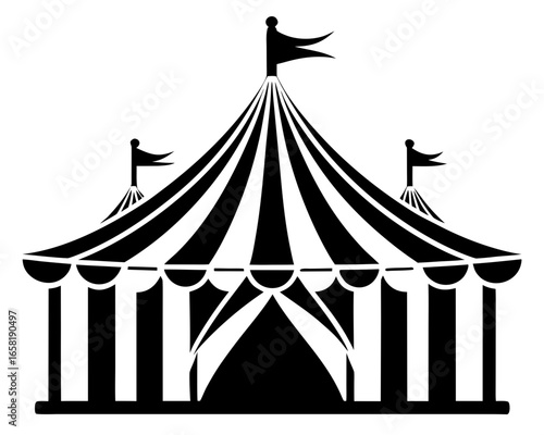 circus tent black silhouette vector,Vintage Circus Tent icon