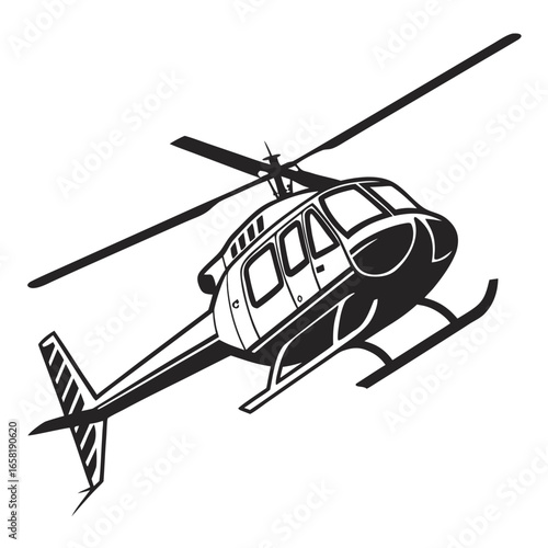 Black and White Helicopter Illustration