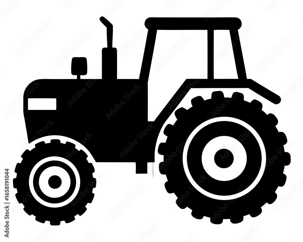 Naklejka premium Tractor black silhouette vector,Farm Tractor icon