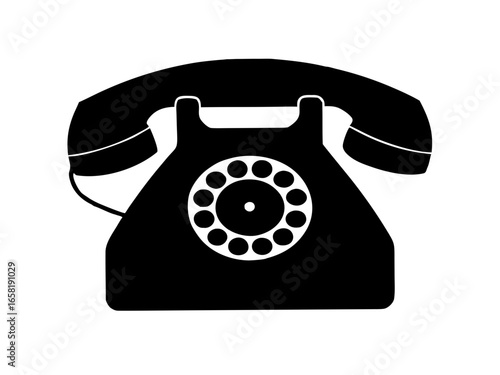 telephone  black silhouette vector,Vintage telephone icon
