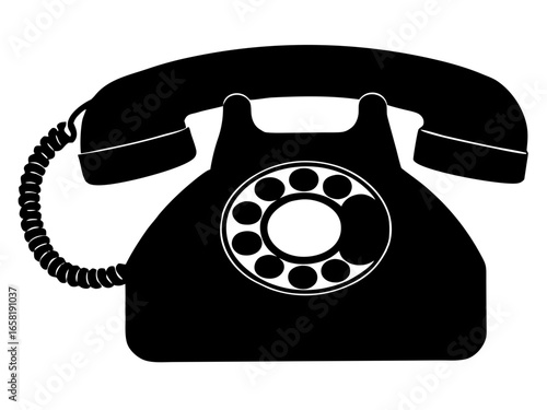 telephone  black silhouette vector,Vintage telephone icon