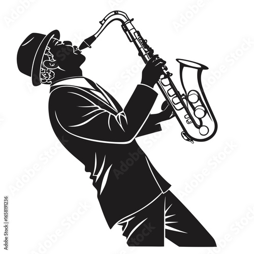 Dynamic Saxophone Performer Silhouette