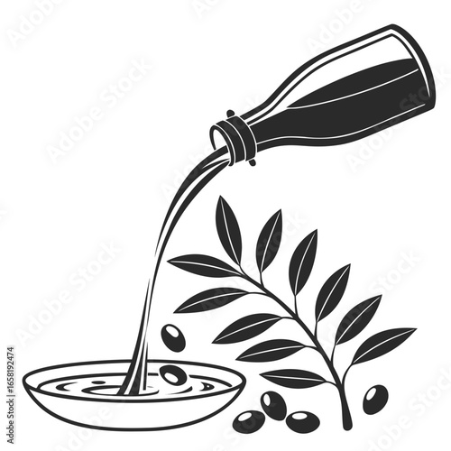 Healthy Olive Oil Flowing into Bowl