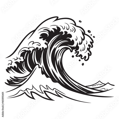 Illustration of a Crashing Ocean Wave