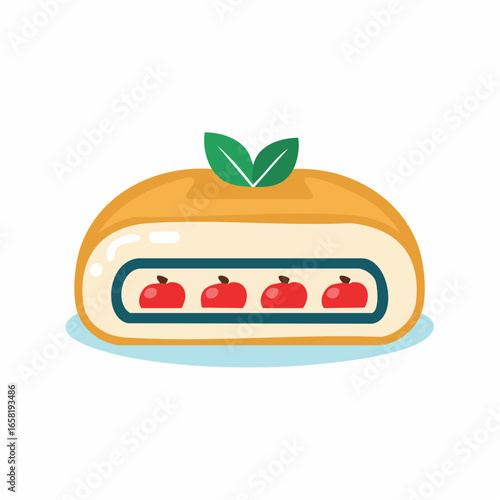 An apple strudel slice icon showing layered apple filling