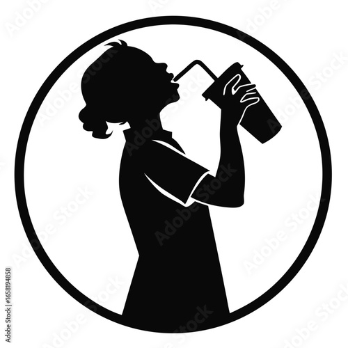 Girl Enjoying Refreshing Drink Silhouette