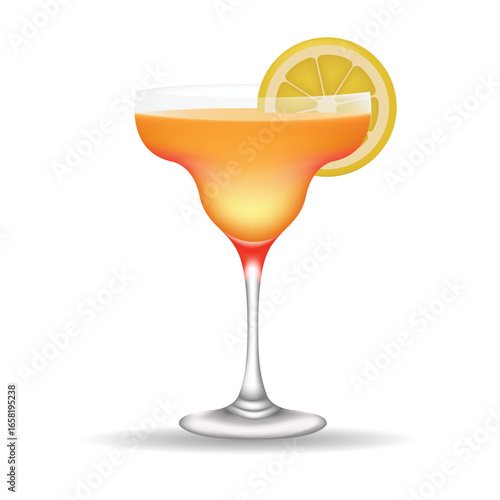 Orange Cocktail Glass with Lemon Slice