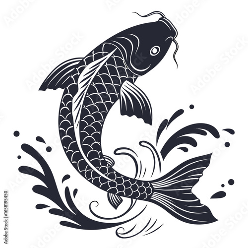 Elegant Koi Fish Silhouette Illustration