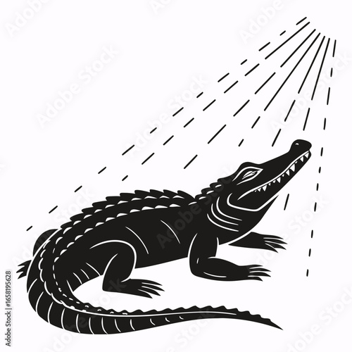 Stylized Alligator Basking in Light
