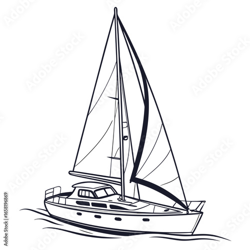 Sailing yacht line art illustration