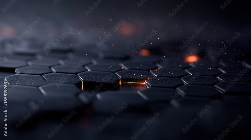 Obraz premium abstract hexagonal glowing grid