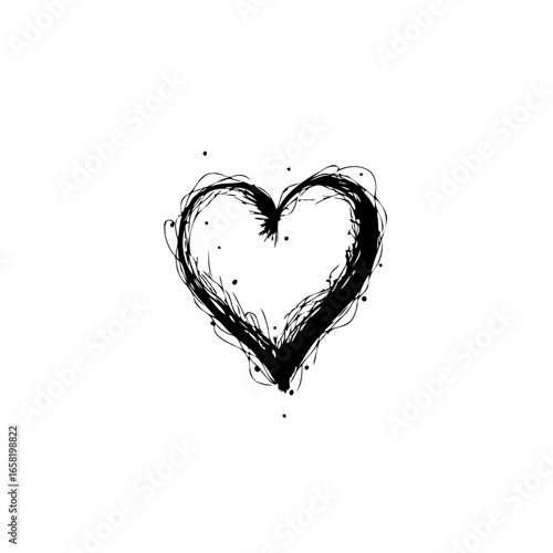 Hand drawn heart sketch conveying love and emotion with simple black and white design