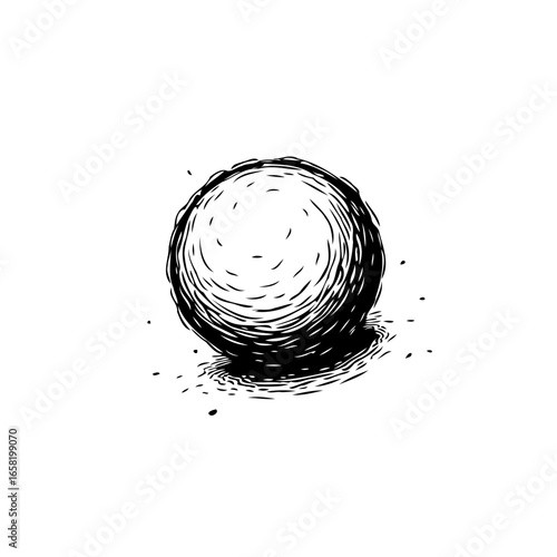 Monochrome sphere illustration showcasing light and shadow using etching techniques offering visual artistic expression