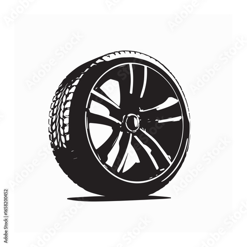 High-Quality Car Rims and Tires with Glossy Black Rim Design