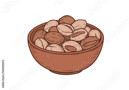 Bowl full of almonds in a kitchen. Isolated, healthy recipe material