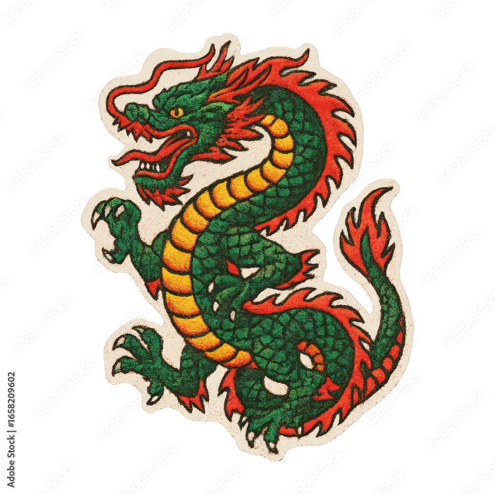Obraz premium PNG Vibrant mythical dragon illustration