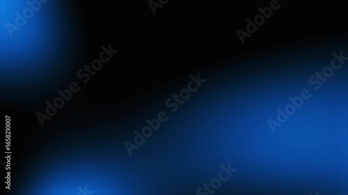 Abstract blue gradient background of soft blurred lights fluid motion on black. Glowing light blue lights flow, liquid backround with flashes. Information technology background, innovations. 4k loop.