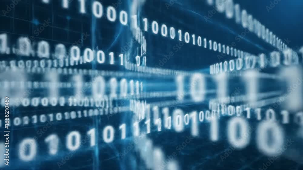 Digital Data Stream - Abstract representation of binary code flowing ...