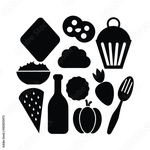 Flat & Outline Fruit Vegetables Icons
