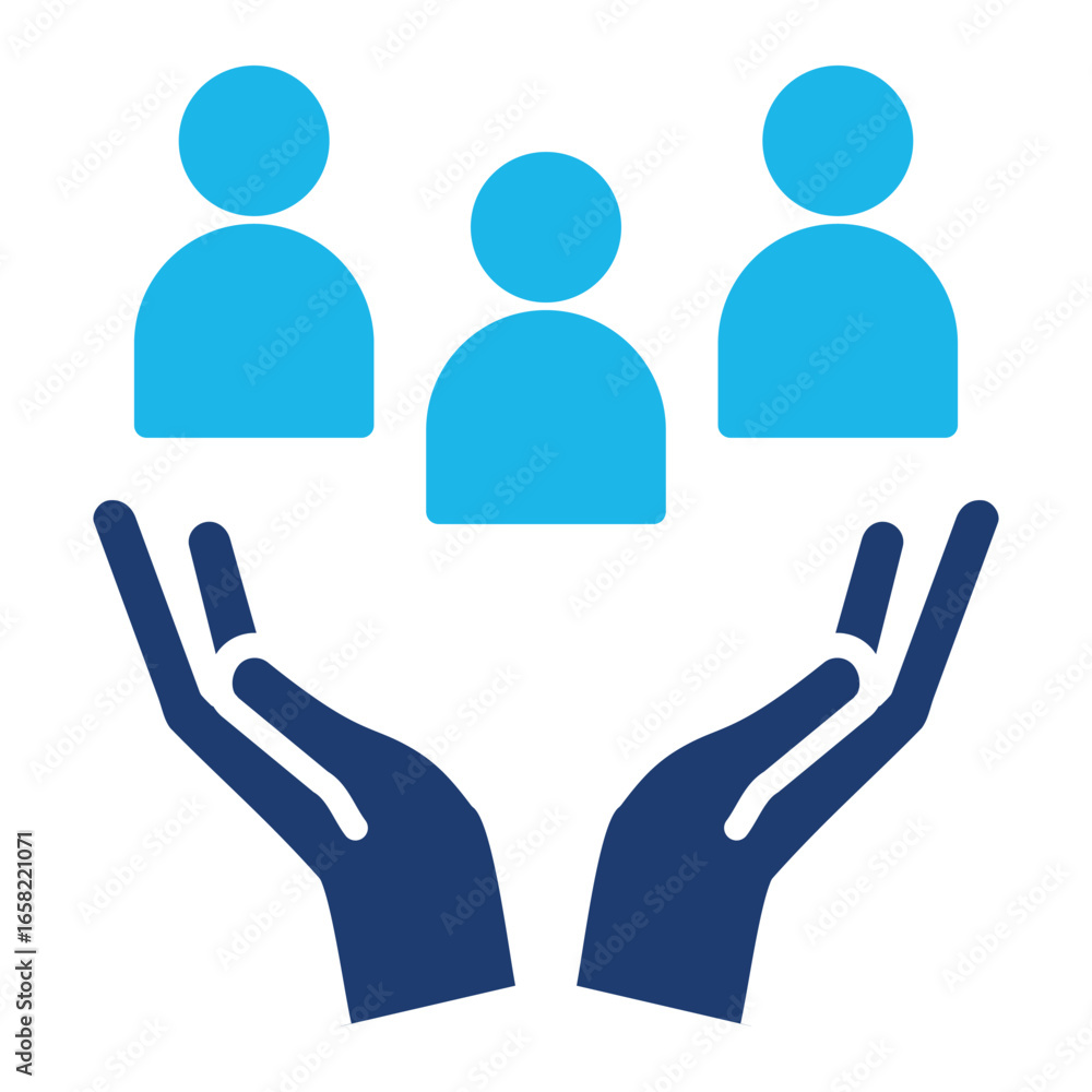 Obraz premium Organization Icon In Blue Monochrome Flat Design, Vector Illustration